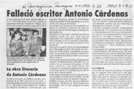 Falleció escritor Antonio Cárdenas  [artículo].