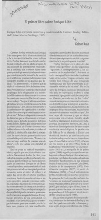 El primer libro sobre Enrique Lihn  [artículo] Grínor Rojo.
