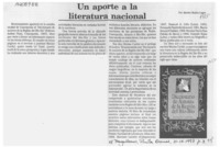 Un aporte a la literatura nacional  [artículo] Marino Muñoz Lagos.