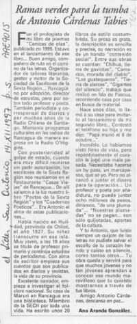 Ramas verdes para la tumba de Antonio Cárdenas Tabies.