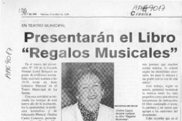 Presentarán el libro "Regalos musicales"  [artículo].