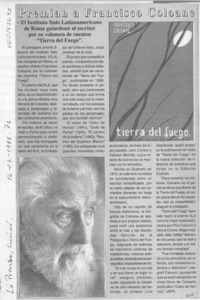 Premian a Francisco Coloane  [artículo].