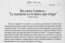 "La memoria es lo único que tengo"  [artículo] Catalina Mena.