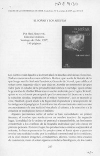 El soñar y los artistas  [artículo] Fernando Lolas Stepke.