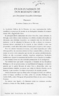 En los funerales de Don Rodolfo Oroz  [artículo] Javier González Echenique.