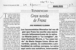 Gran novela de Franz  [artículo] José Rodríguez Elizondo.