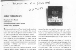Joaquín Toesca 1752-1799  [artículo] Isabel Cruz de Amenábar.
