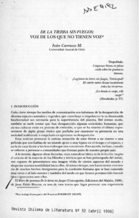 De la tierra sin fuegos, voz de los que no tiene voz