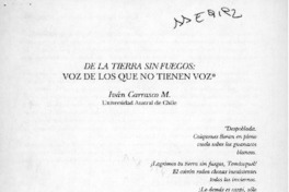 De la tierra sin fuegos, voz de los que no tiene voz