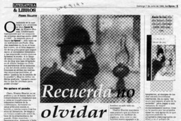 Recuerda no olvidar  [artículo] Pedro Vallette.