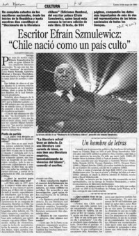 Escritor Efraín Szmulewicz, "Chile nació como un país culto"  [artículo] Elizabeth Orellana.