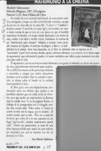 Matrimonio a la chilena  [artículo] Ana María Valdivieso.