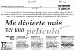 Me divierte más ver una película  [artículo] María Eugenia Román.