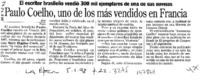 Paulo Coelho, uno de los más vendidos en Francia  [artículo].