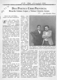 Dúo poeético urbe-provincia  [artículo] Floridor Pérez.