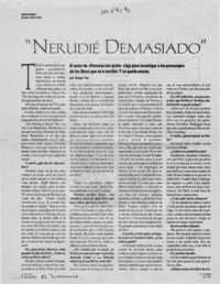 "Nerudié demasiado"  [artículo]Sergio Paz.