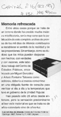 Memoria refrescada  [artículo].