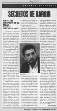 Secretos de barrio  [artículo] José Promis.