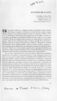 Eutifrón de Platón  [artículo] David Morales T.