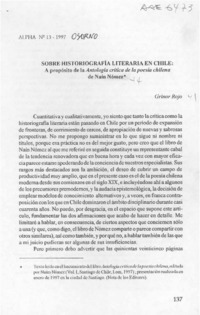 Sobre historiografía literaria en Chile  [artículo] Grínor Rojo.