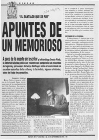 Apuntes de un memorioso  [artículo] Roberto Merino.
