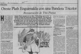 Oreste Plath enguirnalda con una bandera tricolor  [artículo] Enrique Lafourcade.
