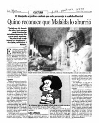 Quino reconoce que Mafalda lo aburrió  [artículo].