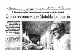 Quino reconoce que Mafalda lo aburrió  [artículo].