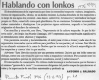 Hablando con lonkos  [artículo] Antonio J. Salgado.