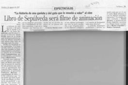 Libro de Sepúlveda será filme de animación  [artículo].