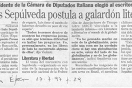 Luis Sepúlveda postula a galardón literario  [artículo].