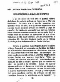 Recordando a Osvaldo Soriano  [artículo] Wellington Rojas Valdebenito.