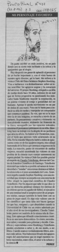 Mi personaje favorito  [artículo] Pérez.