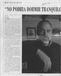 "No podría dormir tranquilo pidiendo más dinero"  [artículo] Nancy Castillo E.