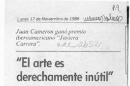 "El arte es derechamente inútil"