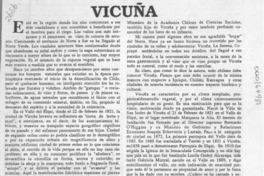 Vicuña  [artículo] Darío de la Fuente D.