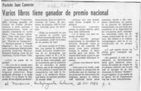 Varios libros tiene ganador de premio nacional