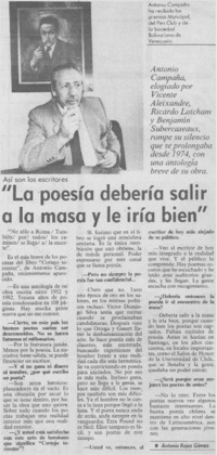 "La poesía debería salir a la masa y le iría bien"