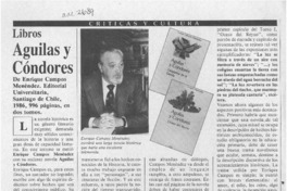 Aguilas y cóndores  [artículo] Gregorio Goldenberg.