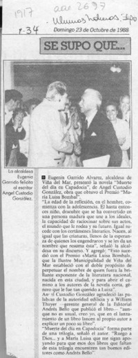 Se supo que --  [artículo].