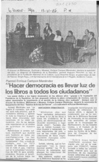 "Hacer democracia es llevar luz de los libros a todos los ciudadanos"  [artículo].