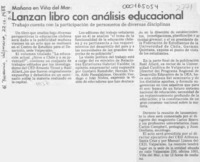 Lanzan libro con análisis educacional  [artículo].