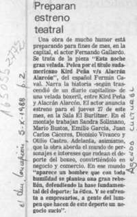 Preparan estreno teatral  [artículo].