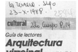 Arquitectura virreinal  [artículo] Hernán Poblete Varas.
