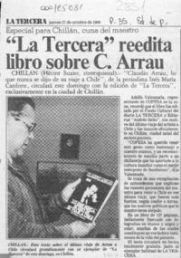"La Tercera" reedita libro sobre C. Arrau  [artículo] Héctor Suazo.