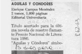 Aguilas y cóndores  [artículo].
