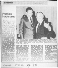Premios Nacionales  [artículo] V. R.