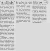 "Análisis" trabaja en libros