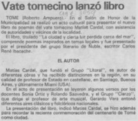 Vate tomecino lanzó libro