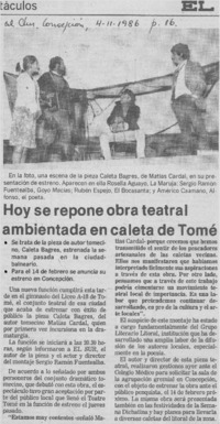 Hoy se repone obra teatral ambientada en caleta de Tomé